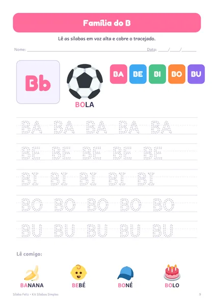 Folha da família do B